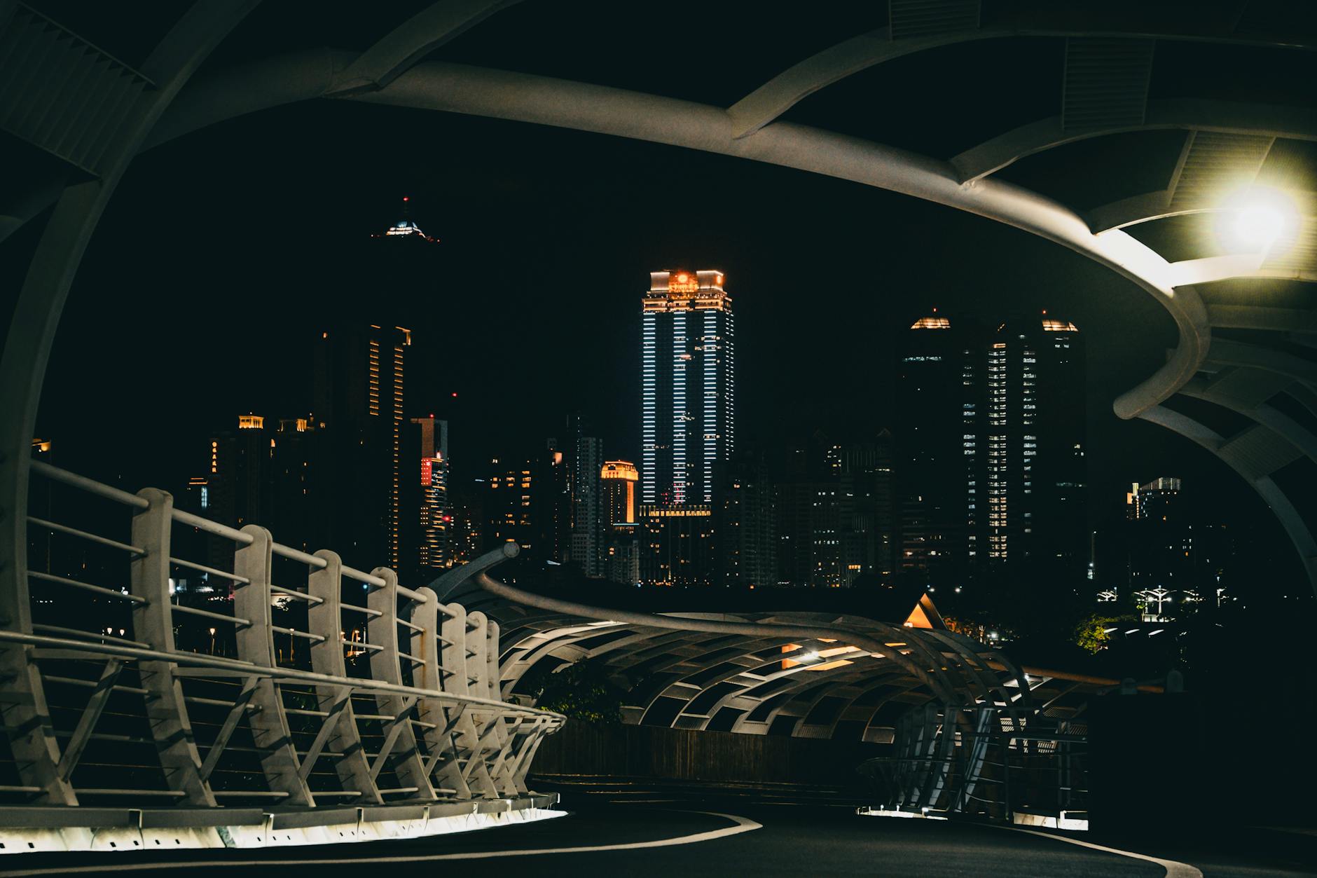 北高雄房市新紀元 view of kaohsiung night skyline from star of cianjhen bike bridge